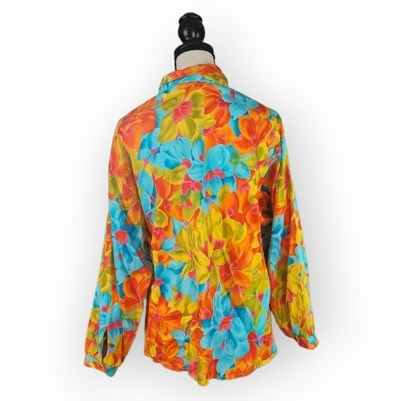 Vintage 80s Bonnie Norma Tropical Print Cotton Shirt Pants Large - Picture 3 of 6
